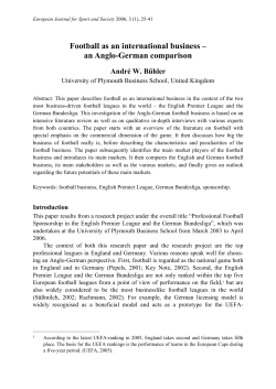 Football as an international business &ndash;an Anglo