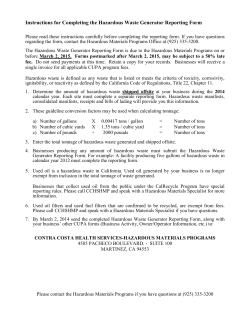 Instructions for Completing the Hazardous Waste Generator