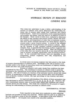 HYDRAULIC EROSION OF REMOLDED COHESIVE SOILS