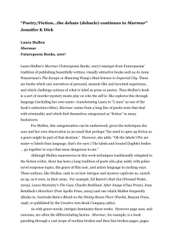 “Poetry/Fiction…the debate (debacle) continues to Murmur” Jennifer