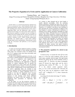 The Projective Equation of a Circle and Its Application in Camera