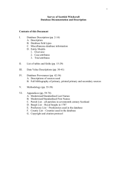 Survey of Scottish Witchcraft Database Documentation and