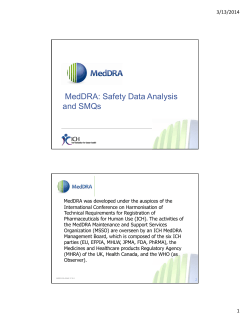 MedDRA: Safety Data Analysis and SMQs