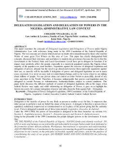 DELEGATED LEGISLATION AND DELEGATION OF POWERS IN