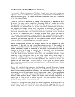 Face Perception Is Modulated by Sexual Orientation New research