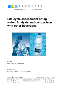 Life cycle assessment of tap water: Analysis and - ESU