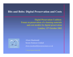 Bits and Bobs: Digital Preservation and Costs