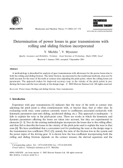 Determination of power losses in gear transmissions with rolling and