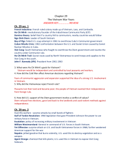 Chapter 29 The Vietnam War Years ANSWER KEY