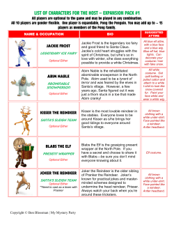 LIST OF CHARACTERS FOR THE HOST &ndash; EXPANSION PACK #1