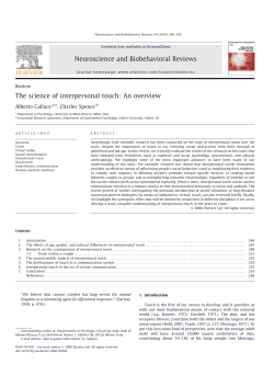 The science of interpersonal touch: An overview Neuroscience and