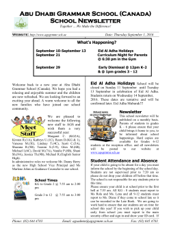 2016 September Newsletter - Abu Dhabi Grammar School