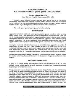 2000 - EARLY NEUTERING OF MALE GREEN IGUANAS, Iguana