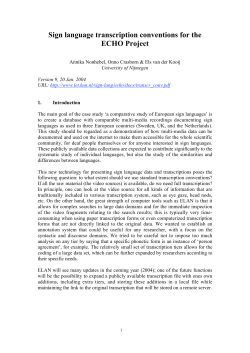 Sign language transcription conventions for the ECHO Project