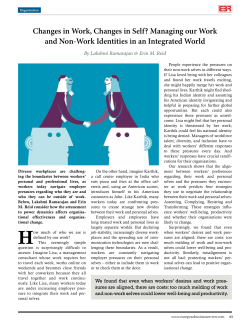 Changes in Work, Changes in Self? Managing our Work and Non
