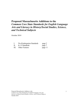 Proposed Massachusetts Additions to the Common Core State
