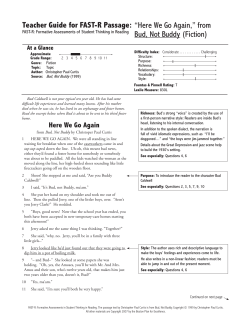 Teacher Guide for FAST-R Passage: &ldquo;Here We Go Again,&rdquo; from Bud