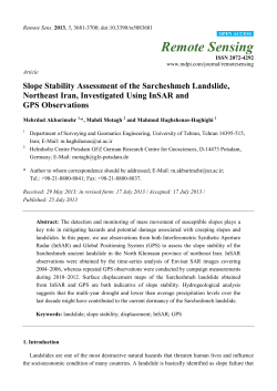 Slope Stability Assessment of the Sarcheshmeh Landslide