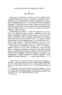 THE CONCEPTION OF SEMANTIC TRUTH by Hoke