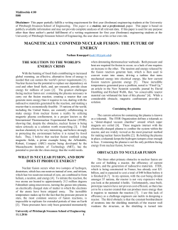 MAGNETICALLY CONFINED NUCLEAR FUSION: THE FUTURE OF