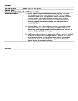 Cue Card # _____: Date and Location: 1690s, Santa Fe, New