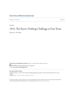 1855: The Know-Nothing Challenge in East Texas