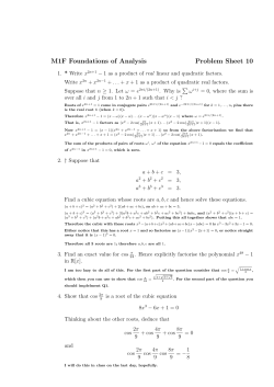 M1F Foundations of Analysis Problem Sheet 10