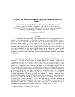 Auditory Word Identification in Dyslexic and