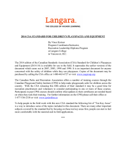 2014 CSA Standard for Children`s Play Spaces and Equipment