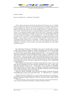 Emerson and Skepticism: A Reading of "Friendship