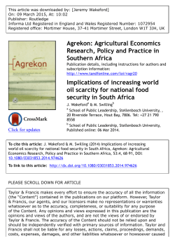 Agrekon: Agricultural Economics Research, Policy and Practice in