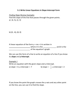 5.1 Write Linear Equations in Slope