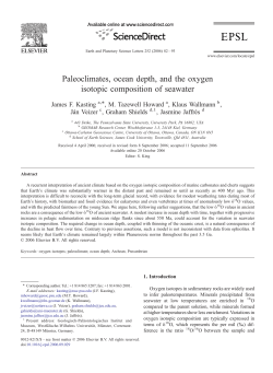 (2006) Paleoclimates, ocean depth, and the oxygen isotopic