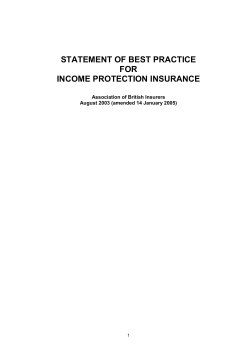 Statement of Best Practice for Income Protection Insurance