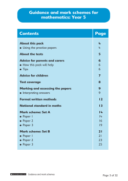 Contents Page Guidance and mark schemes for