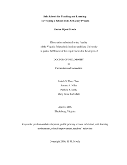 Safe Schools for Teaching and Learning: Developing a School