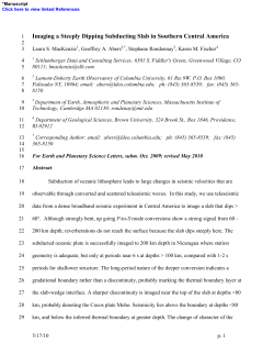 Imaging a Steeply Dipping Subducting Slab in Southern Central