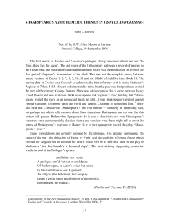 shakespeare`s iliad: homeric themes in troilus and cressida