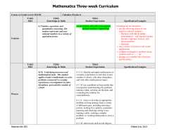 Mathematics Three-week Curriculum