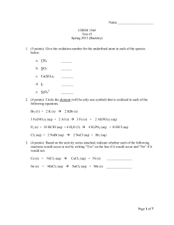 Page 1 of 7 Name CHEM 1364 Test #3 Spring 2013