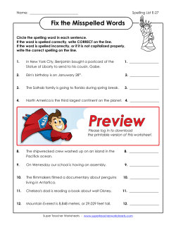 Fix the Misspelled Words - Super Teacher Worksheets