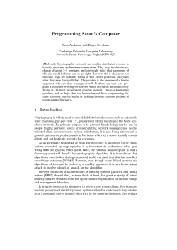 Programming Satan s Computer Ross Anderson and Roger