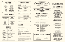 Gluten-Free Friendly Menu