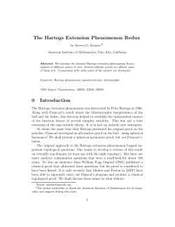 The Hartogs Extension Phenomenon Redux 0 Introduction