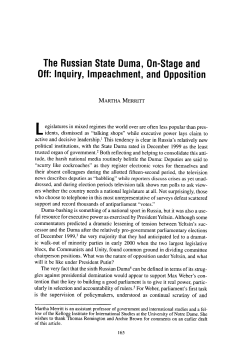 The Russian State Duma , On-Stage and Off: Inquiry, Impeachment