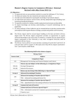 M.Com. Part I (External)