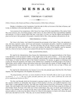 Inaugural Message, 1863 - State Library of Kansas