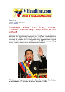 Increasingly isolated from hungry acolytes, Venezuela`s