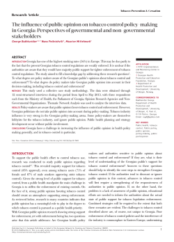 The influence of public opinion on tobacco control policy