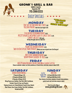 Daily Specials - Gronk`s Grill and Bar